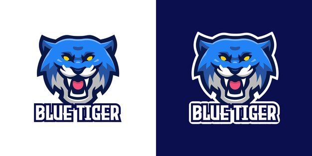 Vector wild blue tiger mascot character logo template