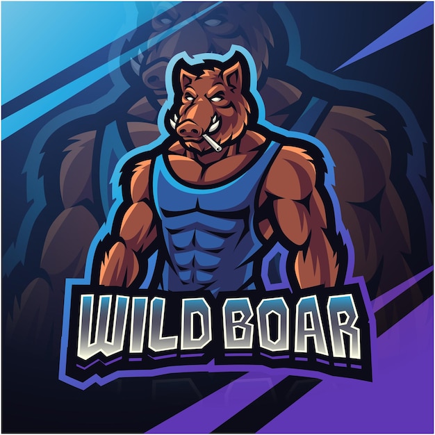 Wild boar esport mascot logo design