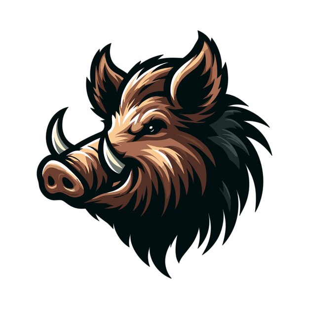 Vector wild boar head mascot vector illustration on white background