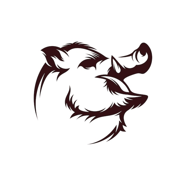 Wild Boar Head vector illustration design Wild Boar logo design Template