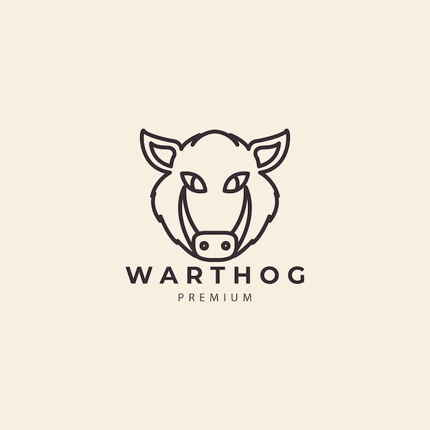 Wild boar head wild animal line style logo design vector symbol illustration