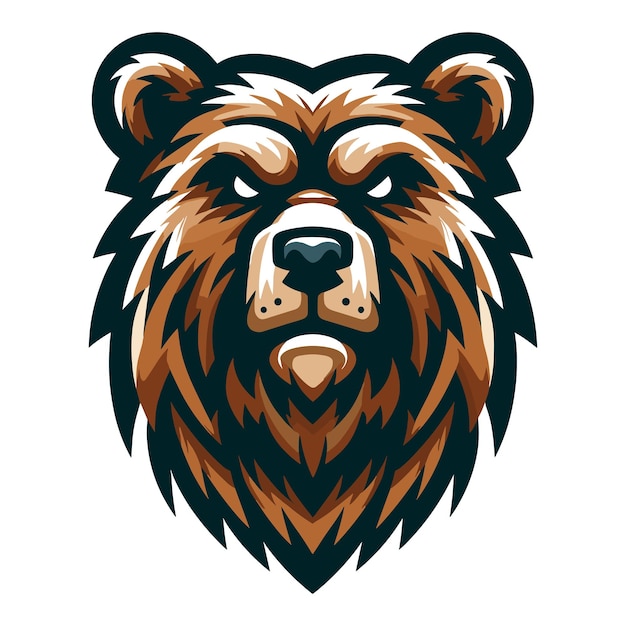 Wild brave animal grizzly bear head face mascot design vector illustration logo template