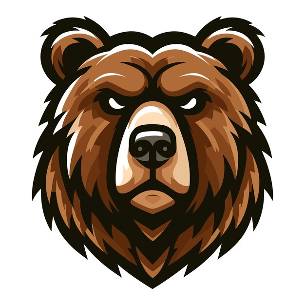 Wild brave animal grizzly bear head face mascot design vector illustration logo template