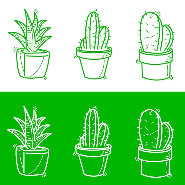 Wild cactus linear icons set Succulents Cacti collection Thin line contour symbols