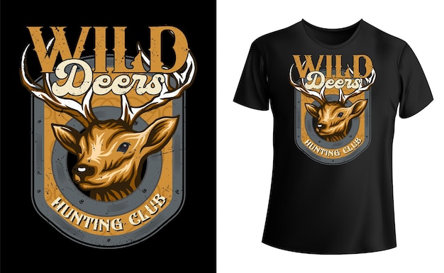 Wild deer hunting club tshirt design deer shirt hunting tshirt design vector