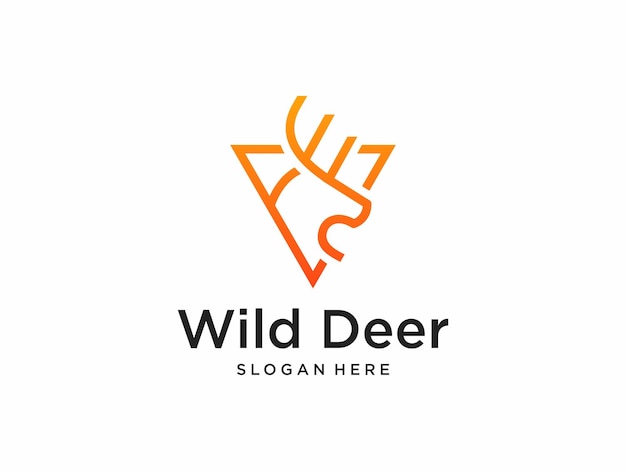 Wild deer logo design with clean line art style