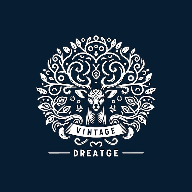 wild deer vintage logo design vector template