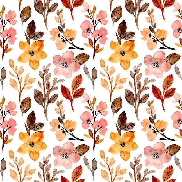 Vector wild floral seamless pattern with watercolor