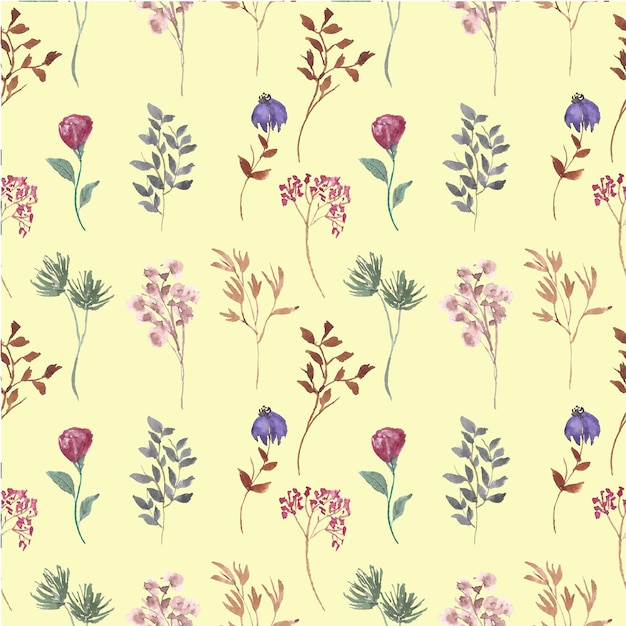 wild floral watercolor seamless pattern