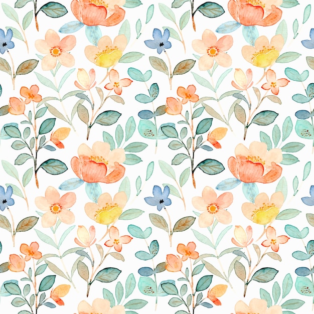 Wild floral watercolor seamless pattern