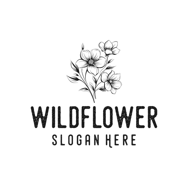 Wild flower botanical logo vector illustration