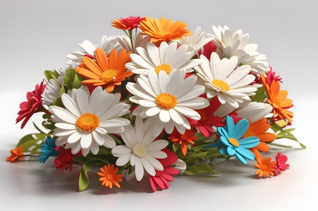 Wild flowers of chamomile and calendula on white background