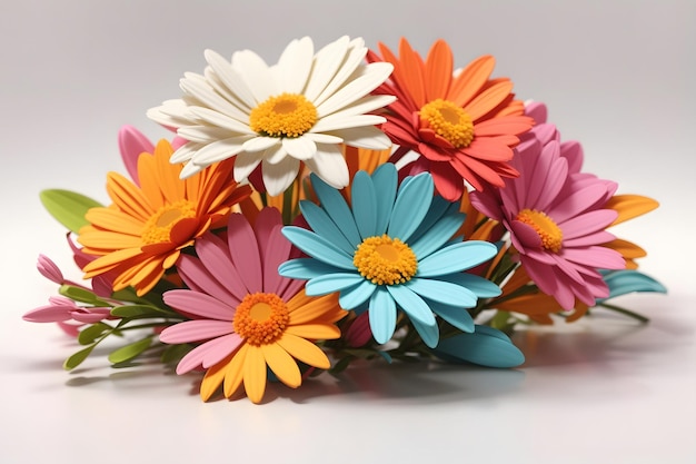 Wild flowers of chamomile and calendula on white background