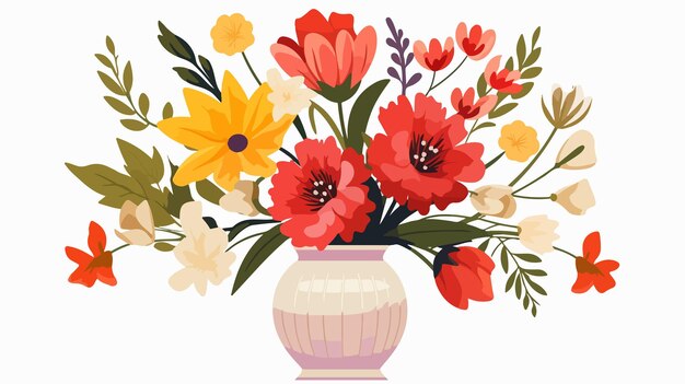 Vector wild flowers in vase isolated vector on white background