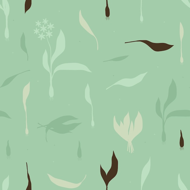 Wild garlic silhouettes vector background