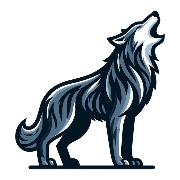 Wild howling wolf dog full body design vector illustration animal wildlife template