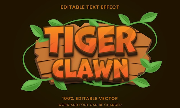 Vector wild jungle comic cartoon game adventure tittle 3d editable text effect style