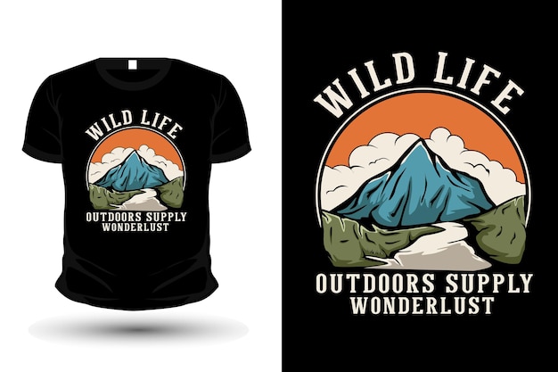 Wild life outdoors supply wanderlust hand drawn t-shirt design