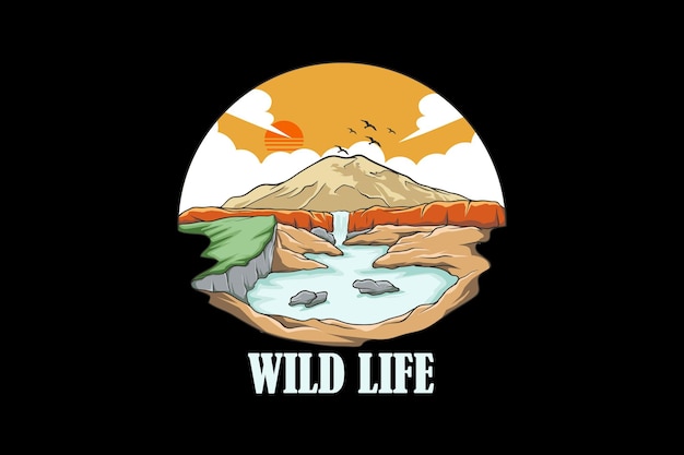 Wild life retro vintage landscape design