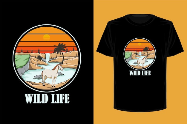 Wild life retro vintage t shirt design