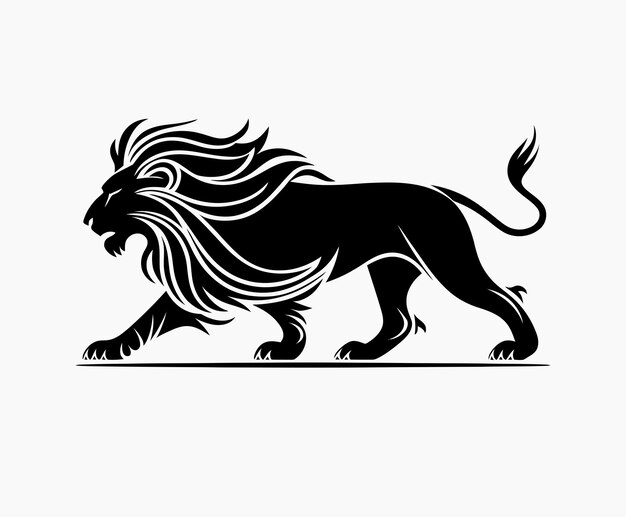 Vector wild majestic lion silhouette eps vector animal illustration template