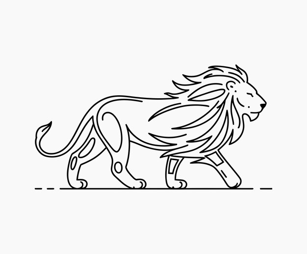 Vector wild majestic lion silhouette eps vector animal illustration template