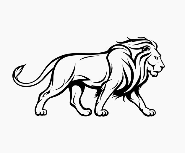 Wild majestic lion silhouette EPS vector animal illustration template