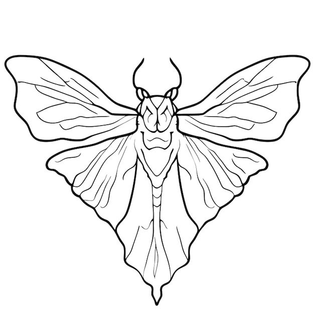 wild moth vector illustration line art