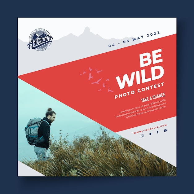 Vector wild nature square flyer