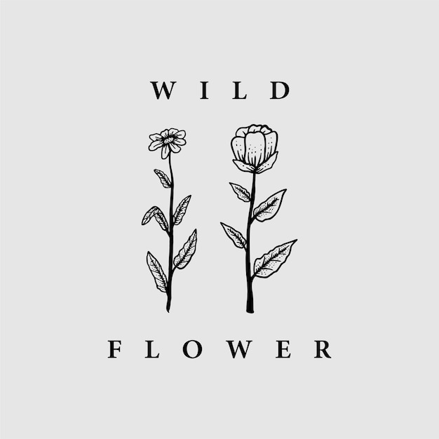 wild organic floral vintage hand drawn