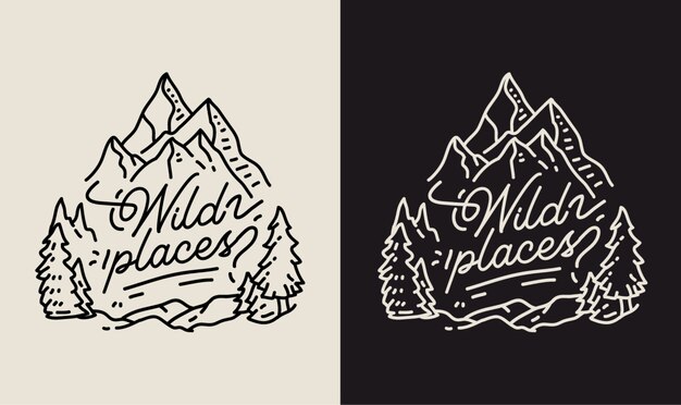 Wild places monoline illustration