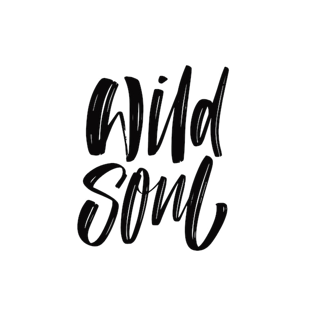 Wild Soul hand drawn black color modern typography lettering phrase. Motivational calligraphy text.