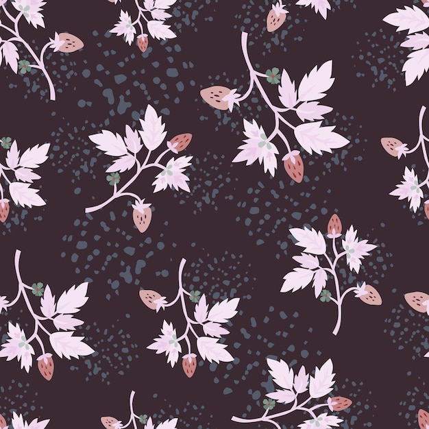 Wild strawberry seamless pattern Wild berries floral wallpaper Strawberry plant endless backdrop