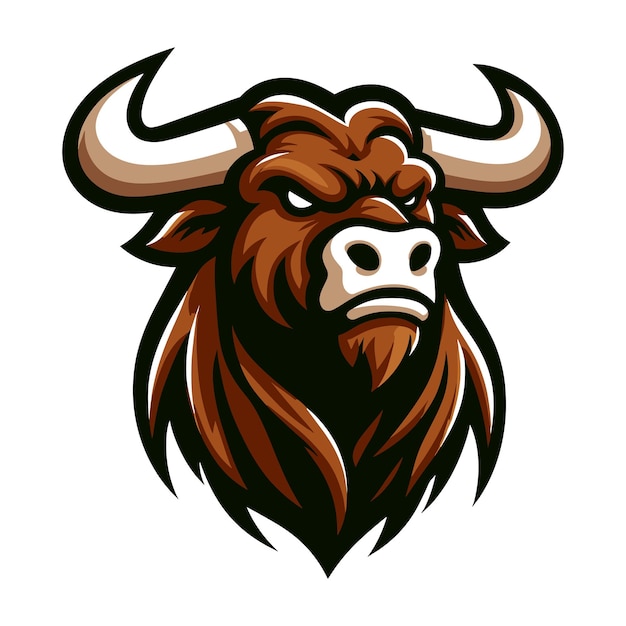 wild strong animal bull head face mascot design vector illustration logo template