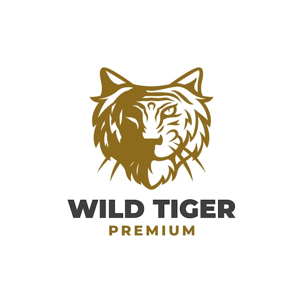 Wild tiger head illustration logo design