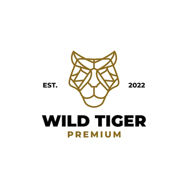 Wild tiger minimalist line logo design