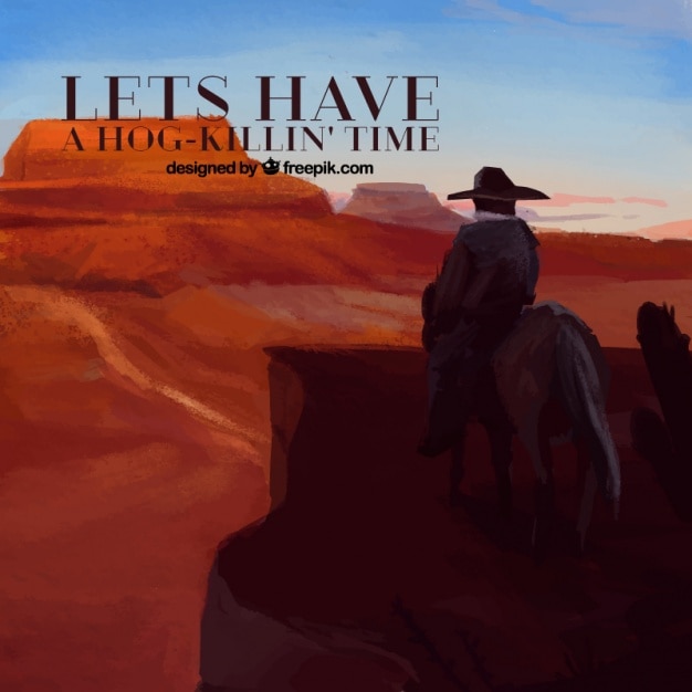 Wild west background with cowboy in watercolor style