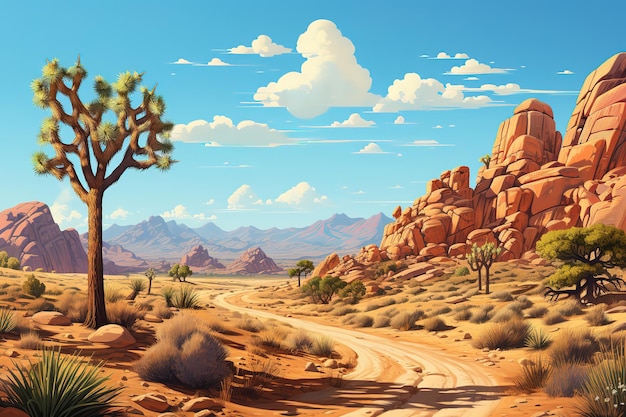 Wild West Desert at Sunset Concept Art nature landscape clouds sunset red sand desert