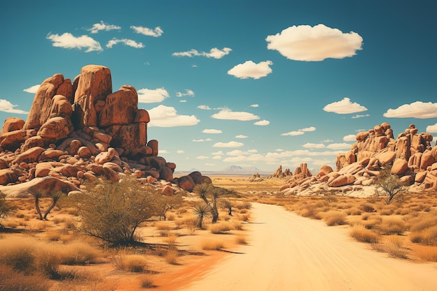 Wild West Desert at Sunset Concept Art nature landscape clouds sunset red sand desert