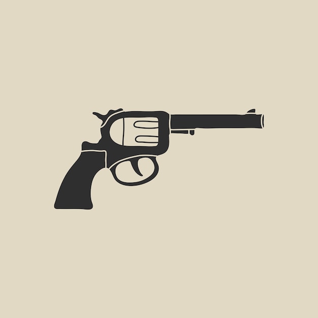 Wild west element in flat style illustration of old western cowboy revolver handgun gun weapon