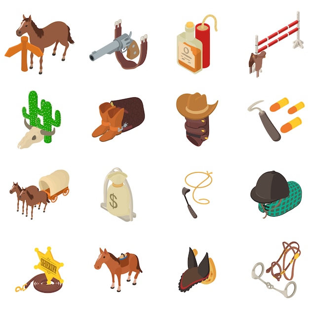 Wild west icon set