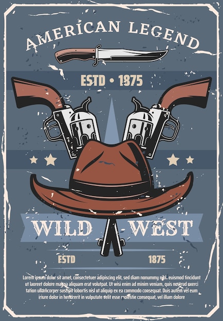 Wild West sheriff or western cowboy guns and hat