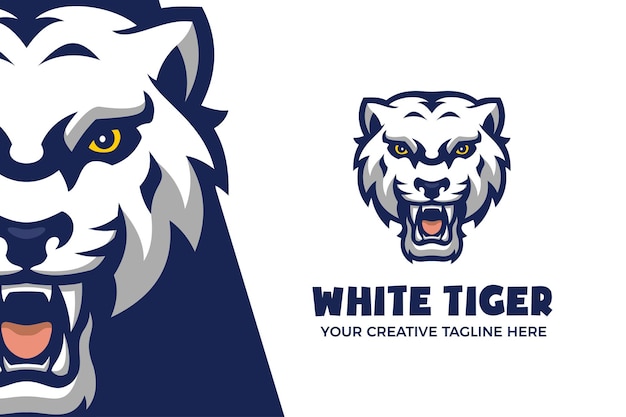 Wild White Tiger Animal Mascot Character Logo Template