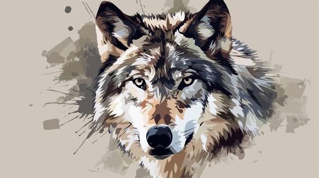 Vector wild wolf head vector illustration timber wolf