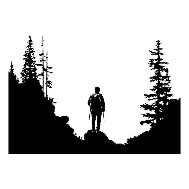 Wilderness Adventure Silhouette clipart on a white background