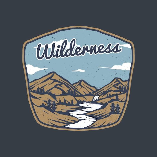 wilderness mountain vintage badge outdoor adventure illustration