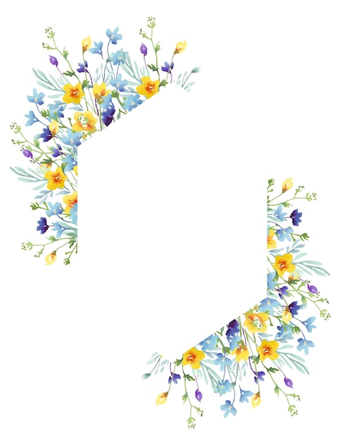 Wildflowers frame Watercolor clipart