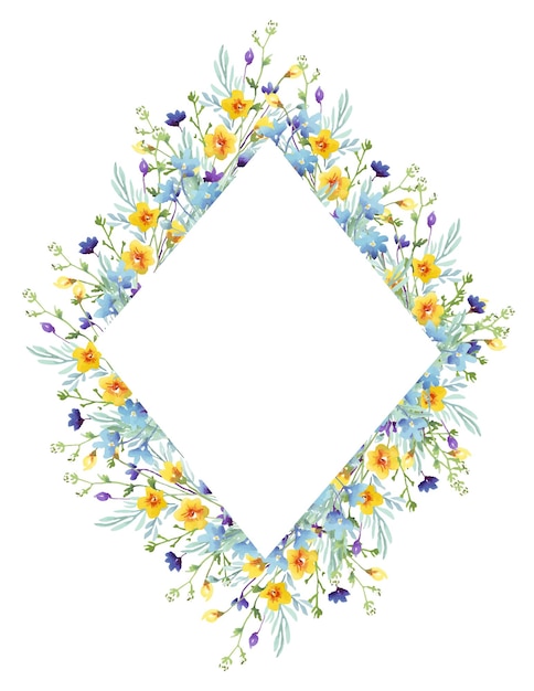 Wildflowers frame Watercolor clipart