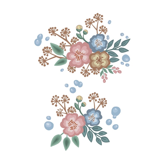 Wildflowers pink and blue vector