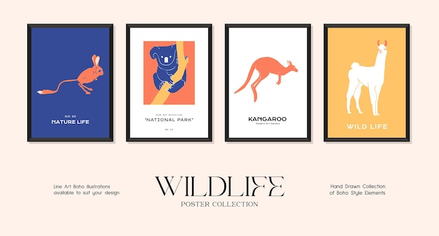 Wildlife minimalistic print poster collection